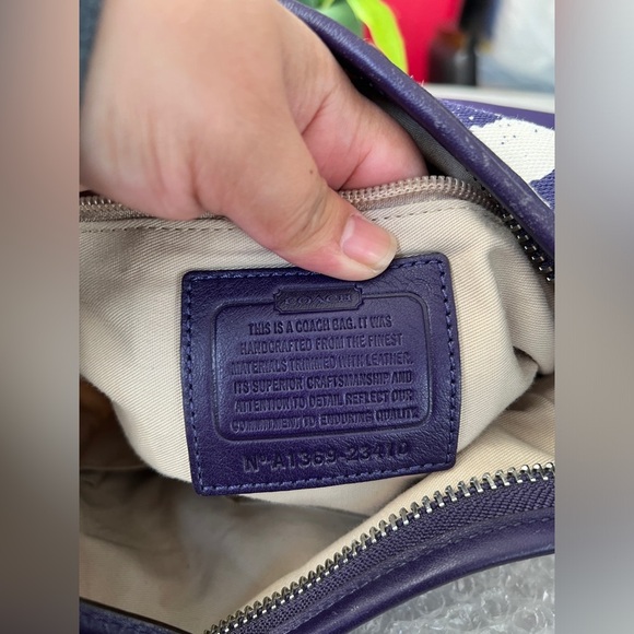 Coach Purple Legacy Zebra Print Duffle Bag - Picture 13 of 16